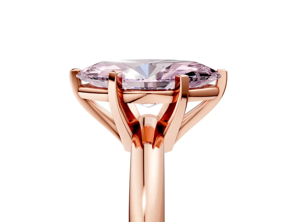 Fancy Pink Marquise Cut Diamond Solitaire Engagement Ring with Round Band and Four-Prong Setting Rose gold