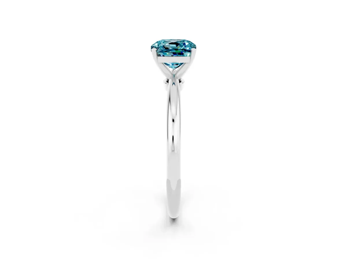 Cushion Cut Blue Topaz Solitaire Ring with Six-Prong Setting and Classic Band Silver