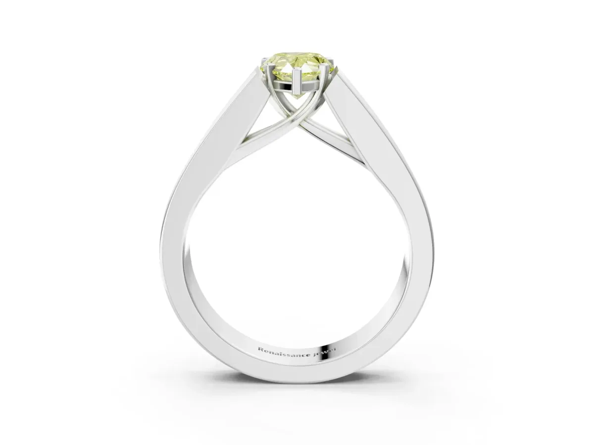 Fancy Yellow Pear Cut Cut Channel Set Solitaire Ring with Four-Prong Setting Platinum
