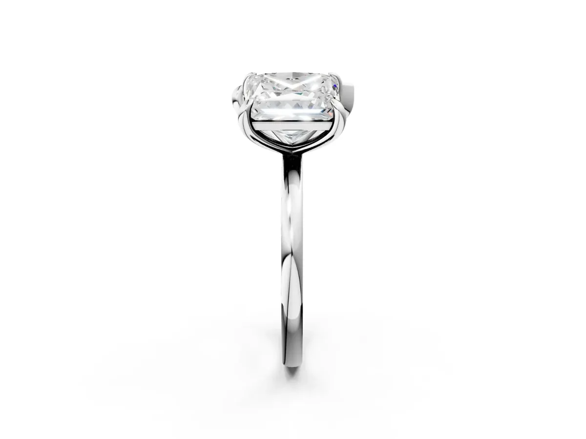 Pear and Princess Toi Moi Ring with Prong Setting and Plain Band Platinum
