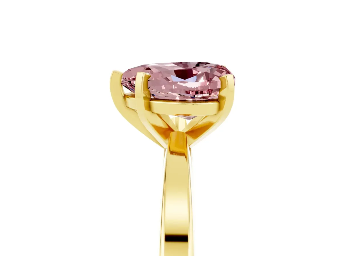 Heart Cut Morganite Solitaire Engagement Ring with Classic Band and Four-Prong Setting Yellow gold