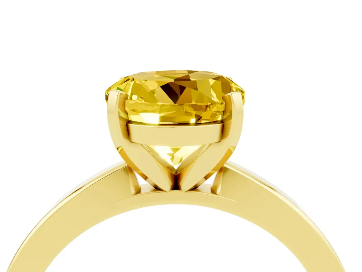 Round Cut Yellow Sapphire Solitaire Engagement Ring with Classic Band and Four-Prong Setting Yellow gold