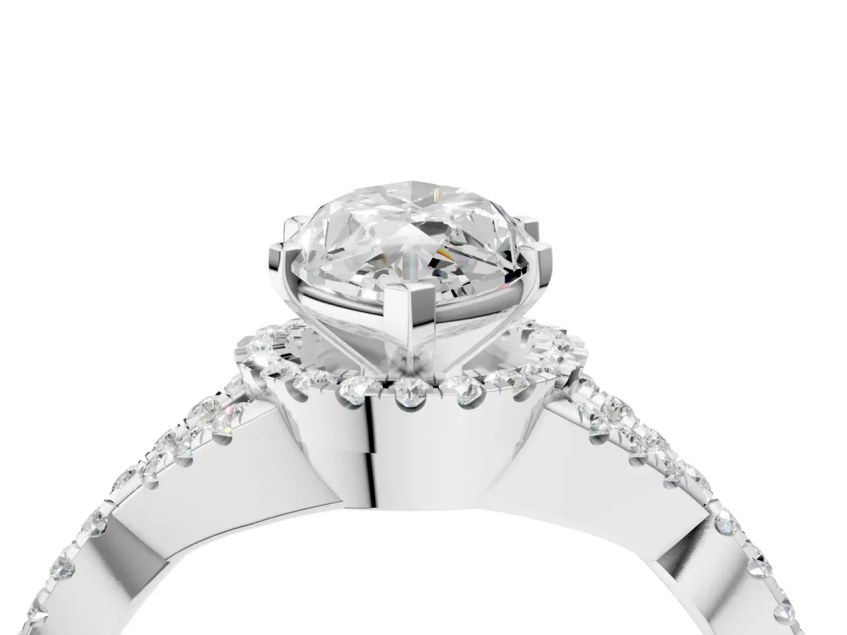 Marquise Cut Diamond Moissanite Halo Twist Band Solitaire Prong Setting Ring White gold