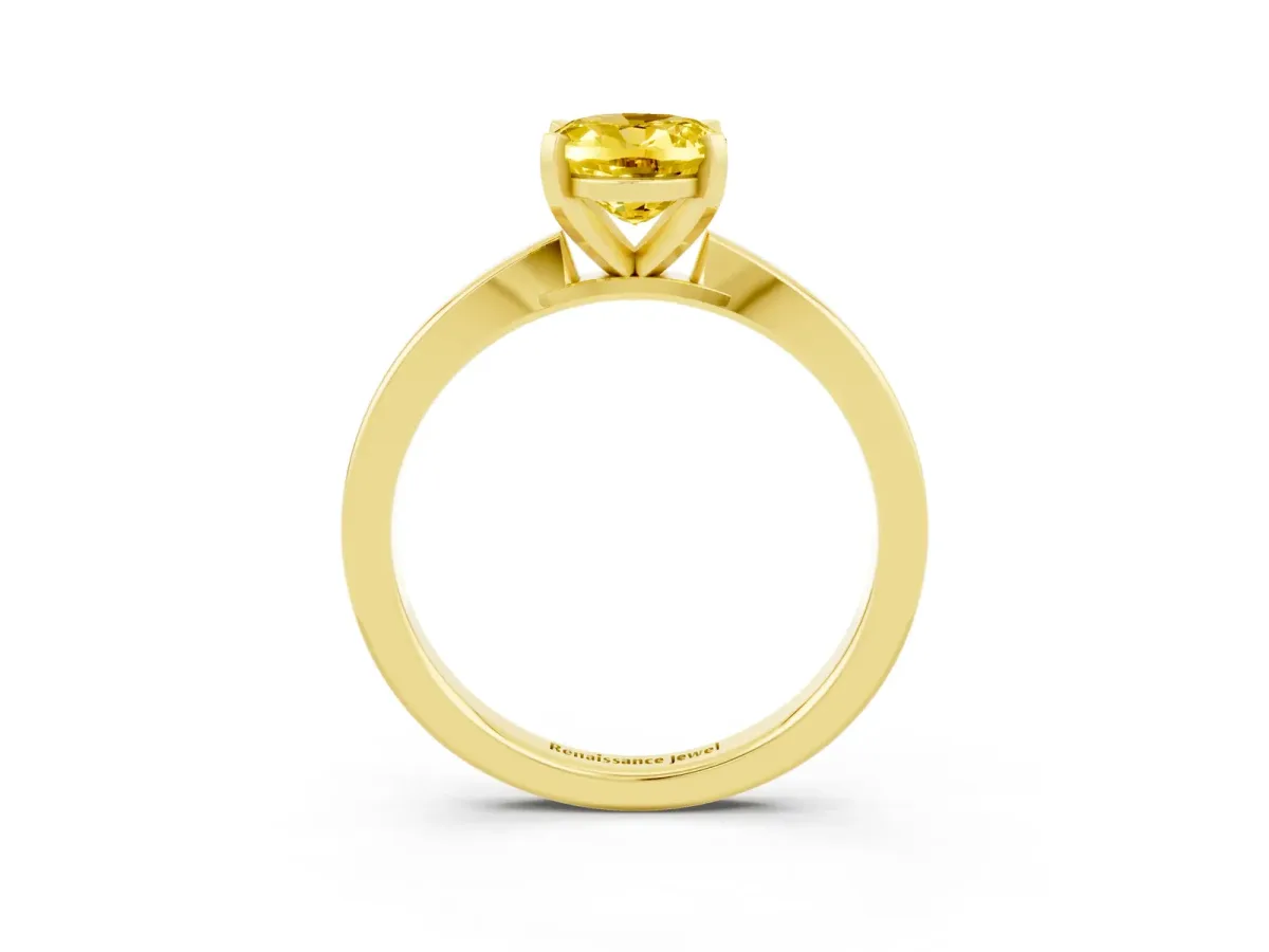 Oval Cut Yellow Sapphire Solitaire Engagement Ring with Classic Band and Four-Prong Setting Yellow gold