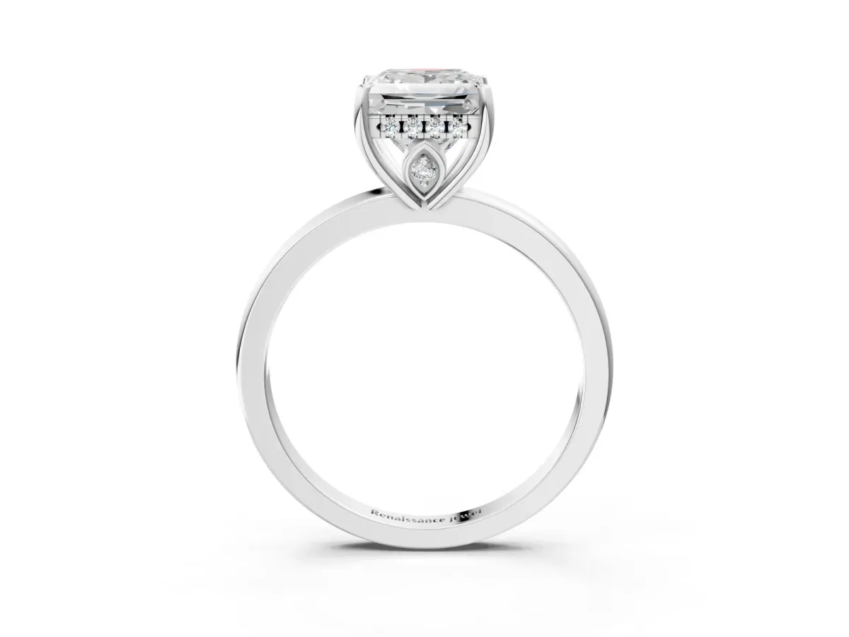 Round Cut Solitaire Diamond Ring with Prong Setting and Plain Band Platinum