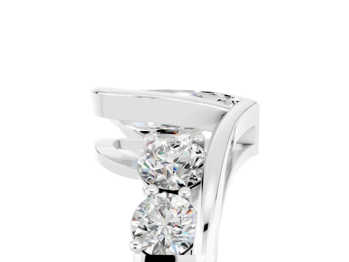 Bezel Set Pear Cut Moissanite Bypass Ring with Round Accents Platinum