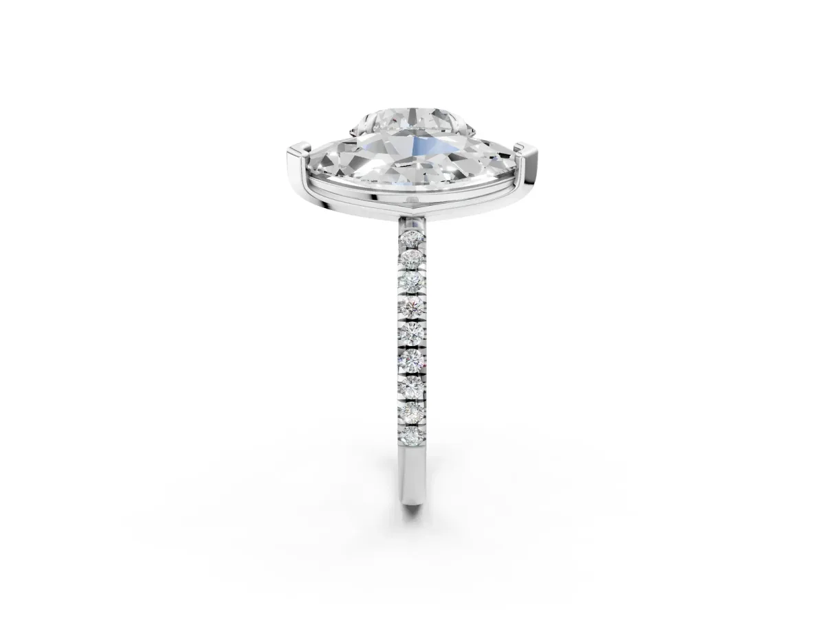 Round and Marquise Toi Moi Ring with Prong Setting and Pave Band Silver
