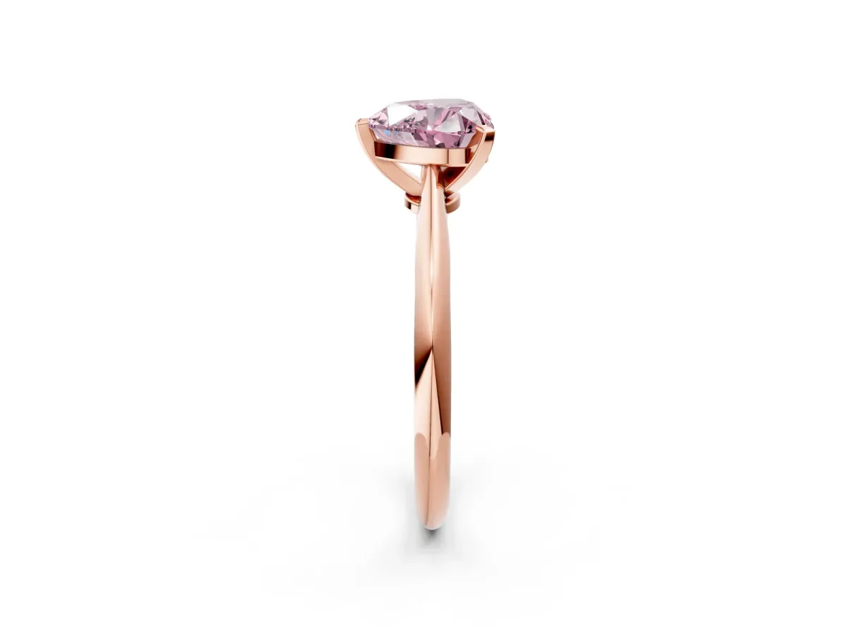 Fancy Pink Heart Cut Diamond Solitaire Engagement Ring with Classic Band and Four-Prong Setting Rose gold
