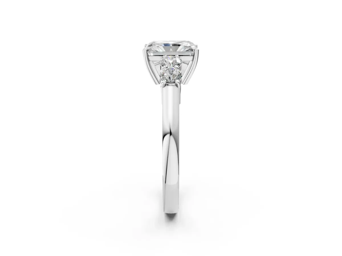 Radiant Cut Cut Diamond Five-Stone Prong Set White Gold Ring Platinum