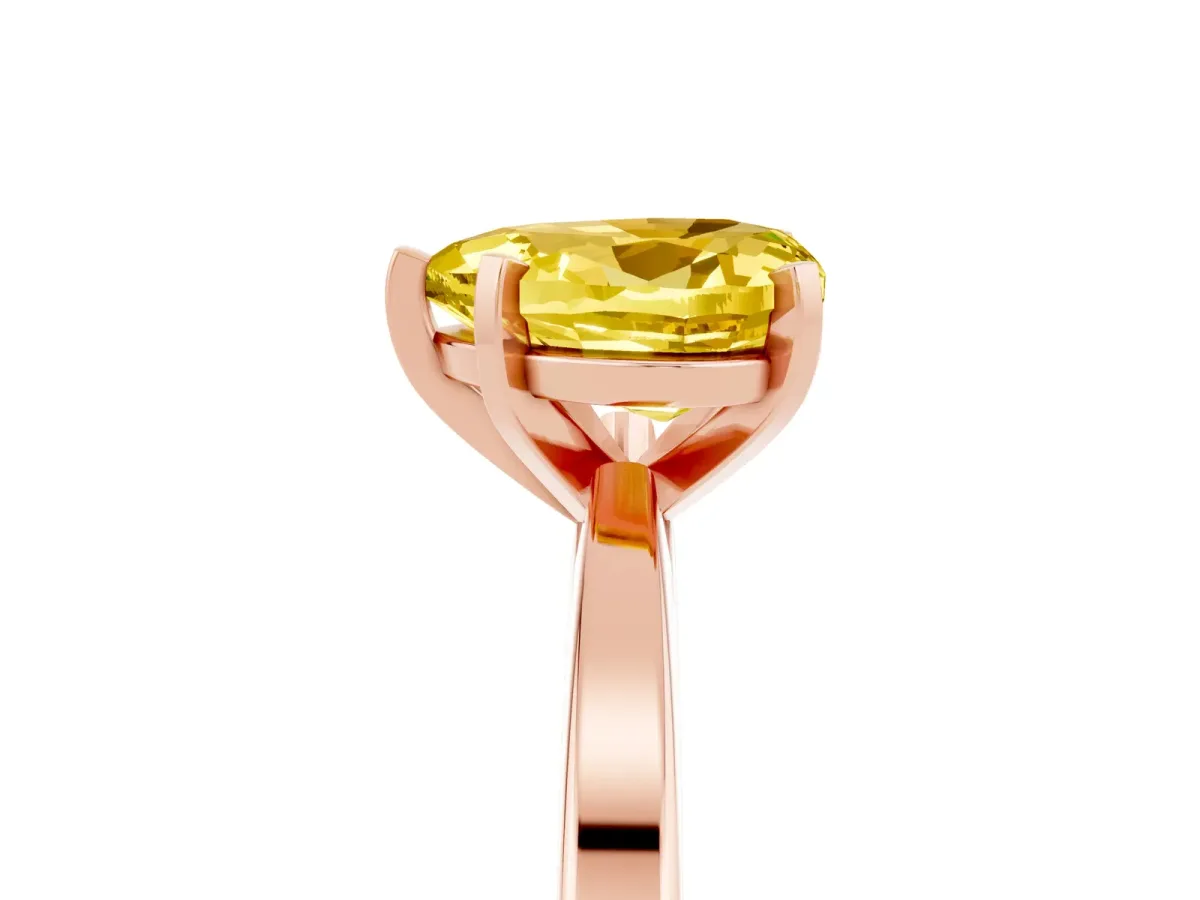 Heart Cut Yellow Sapphire Solitaire Engagement Ring with Classic Band and Four-Prong Setting Rose gold