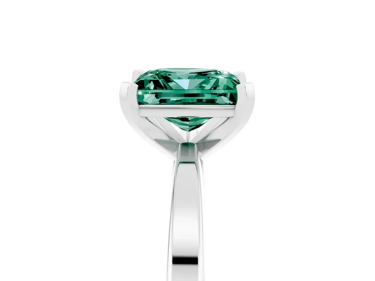 Princess Cut Green Sapphire Solitaire Engagement Ring with Classic Band and Four-Prong Setting Platinum