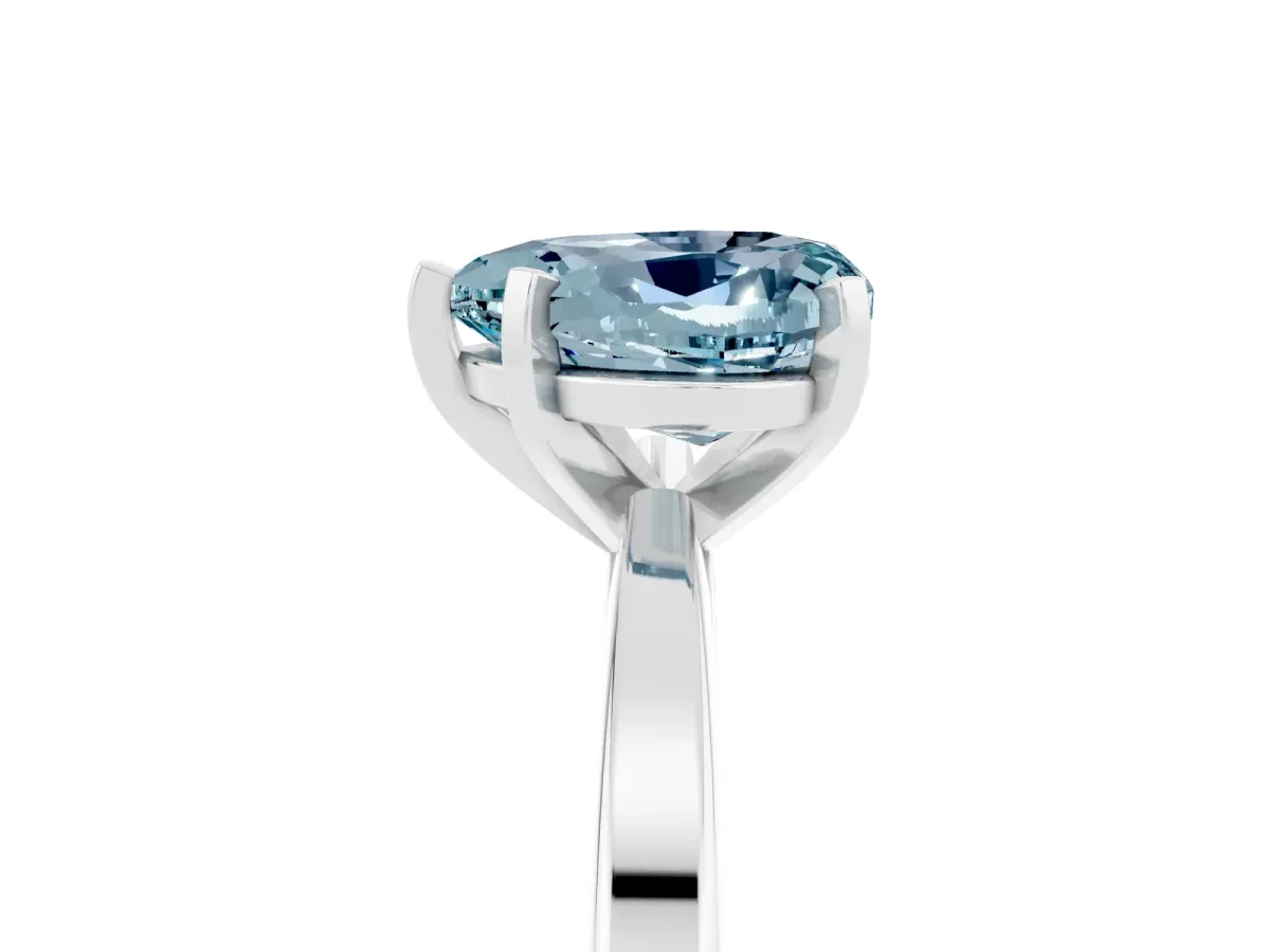 Heart Cut Aquamarine Solitaire Engagement Ring with Classic Band and Four-Prong Setting White gold