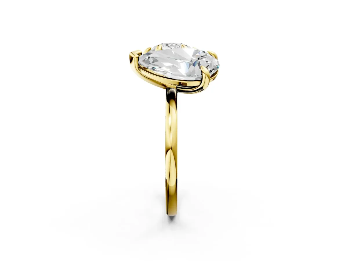 Round Cut and pear toi moi ring Yellow gold