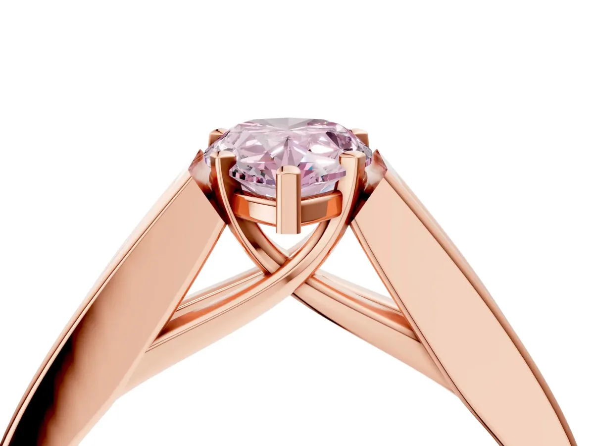 Fancy Pink Pear Cut Cut Channel Set Solitaire Ring with Four-Prong Setting Rose gold