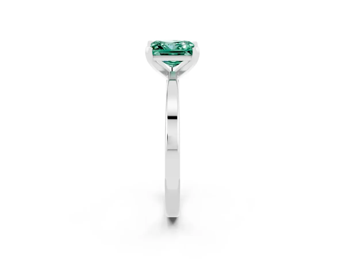 Princess Cut Green Sapphire Solitaire Engagement Ring with Classic Band and Four-Prong Setting Platinum