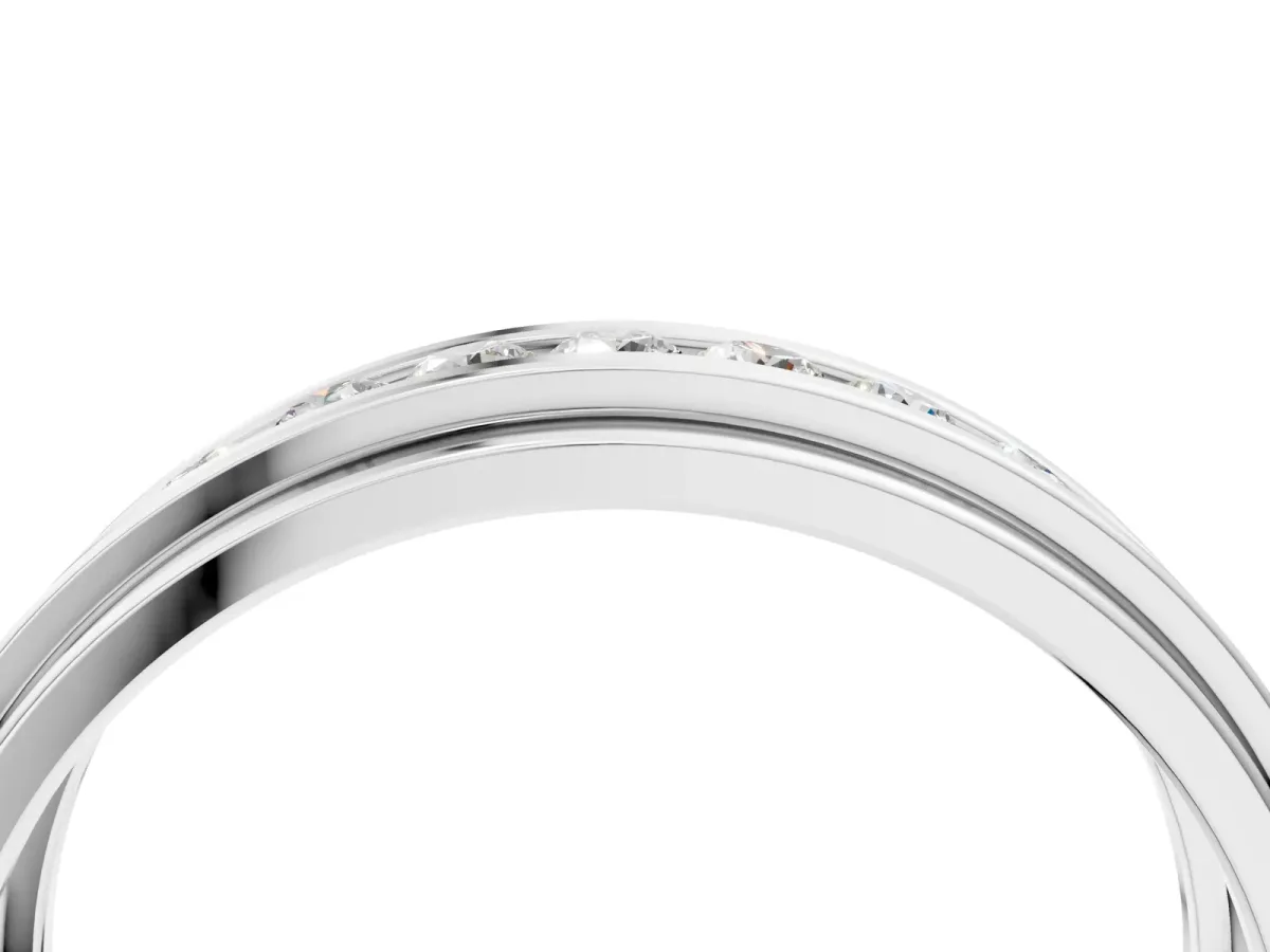 Round Diamond Seven-Stone Channel Set Mens Band White gold
