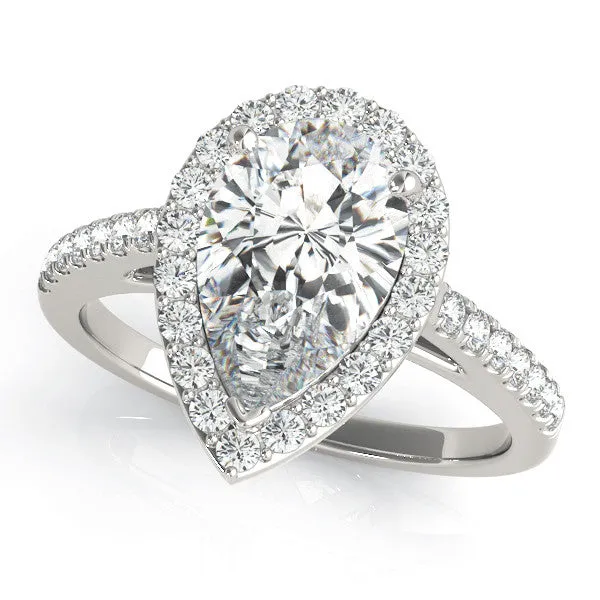 Asscher Cut Diamond Halo Ring with Round Pavé Split Shank and Prong Setting Platinum