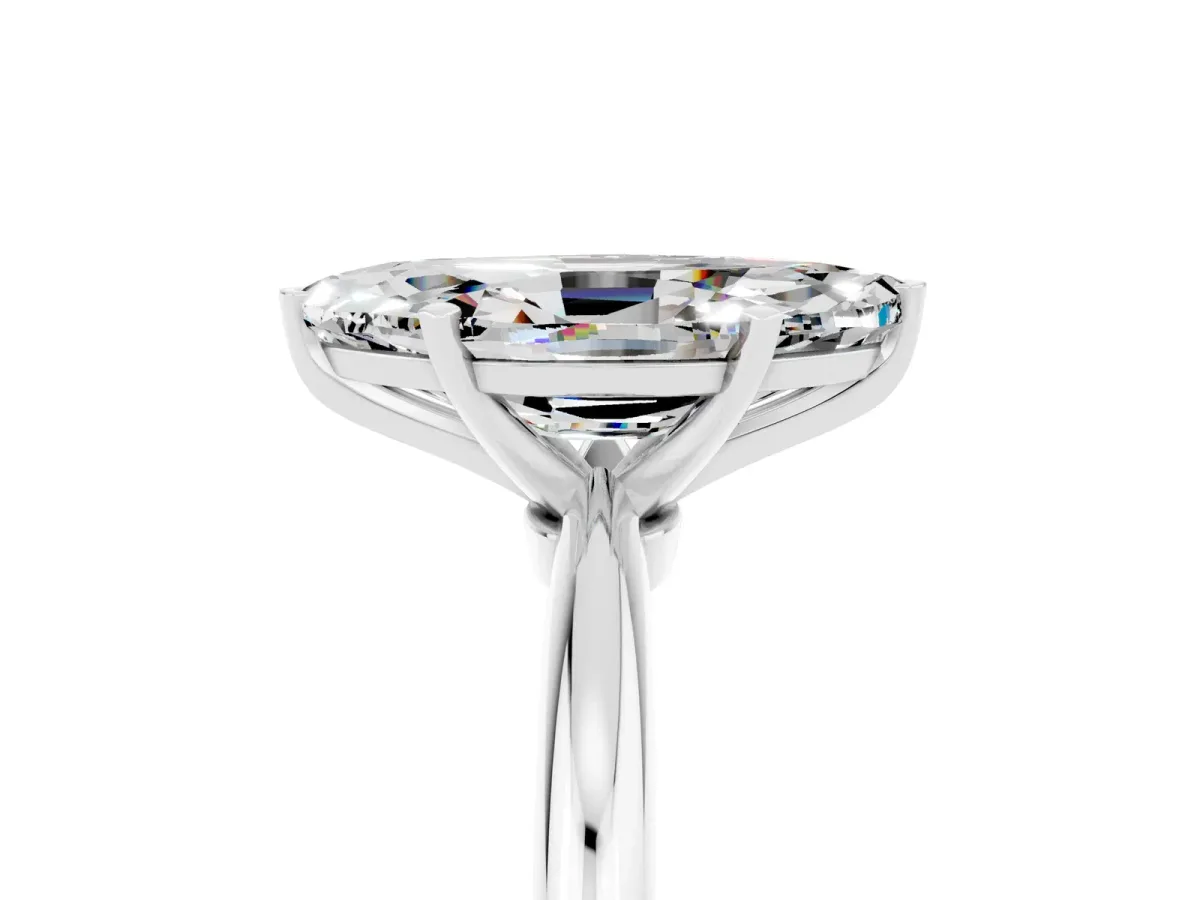 Marquise Cut Moissanite Solitaire Ring with Six-Prong Setting and Classic Band Silver