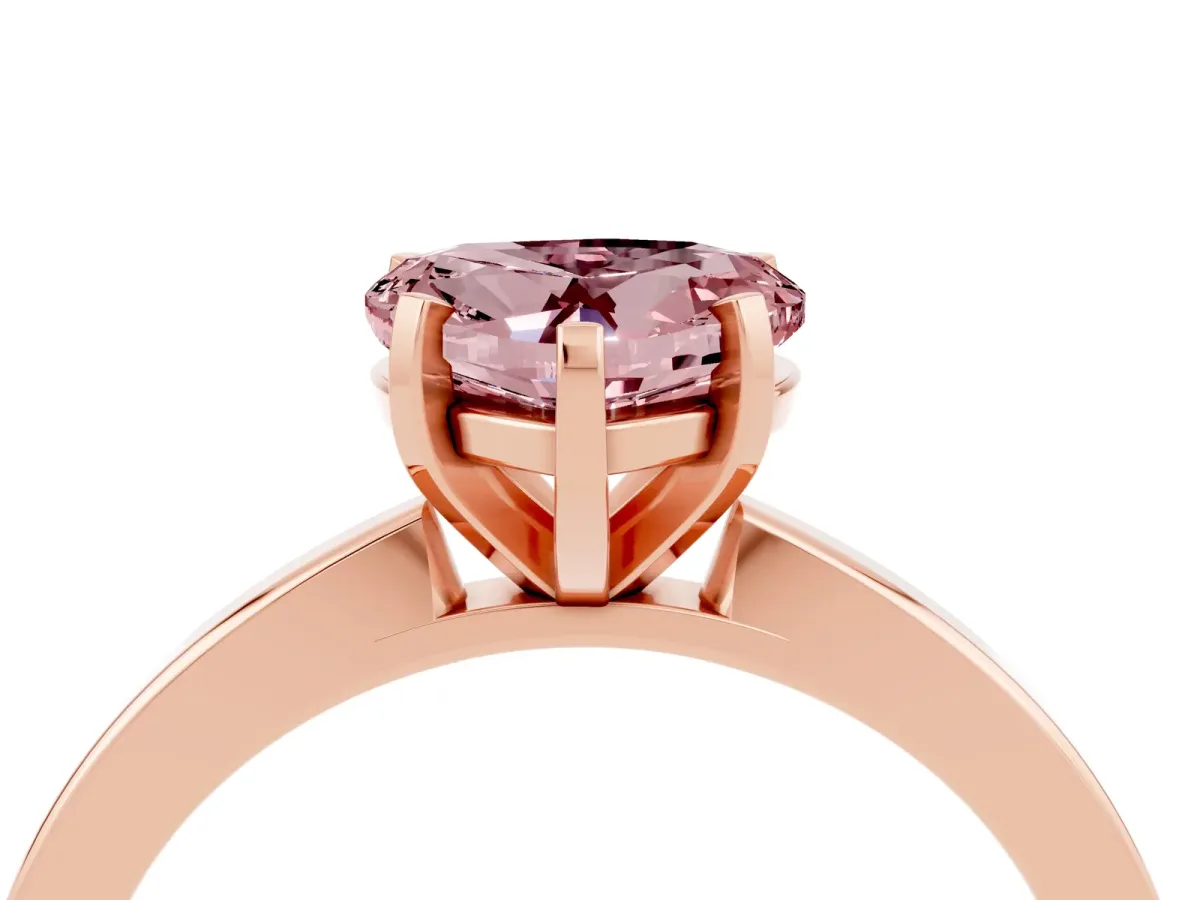 Heart Cut Morganite Solitaire Engagement Ring with Classic Band and Four-Prong Setting Rose gold