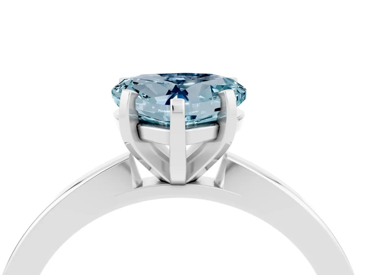Heart Cut Aquamarine Solitaire Engagement Ring with Classic Band and Four-Prong Setting White gold
