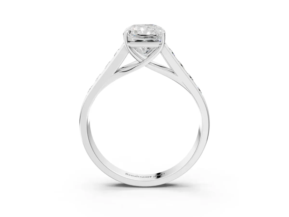 Radiant Cut Brilliant Channel-Set Solitaire Ring with Four-Prong Setting Platinum