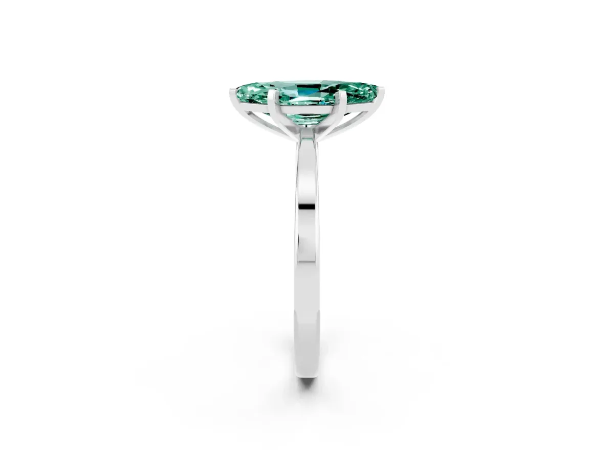Marquise Cut Green Sapphire Solitaire Engagement Ring with Classic Band and Four-Prong Setting Platinum