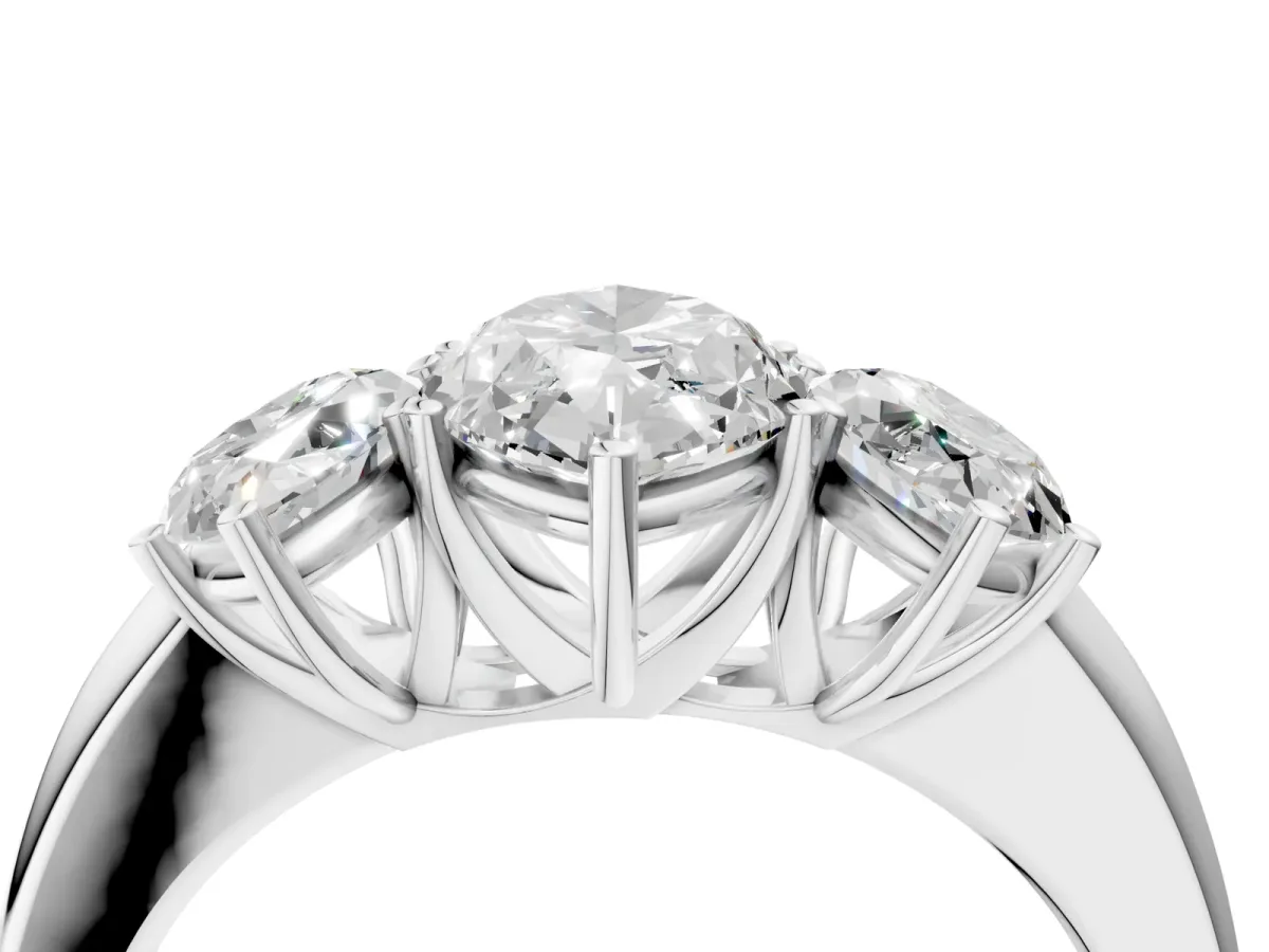 Marquise Cut Diamond Three-Stone Ring with Four-Prong Setting and Classic Band White gold