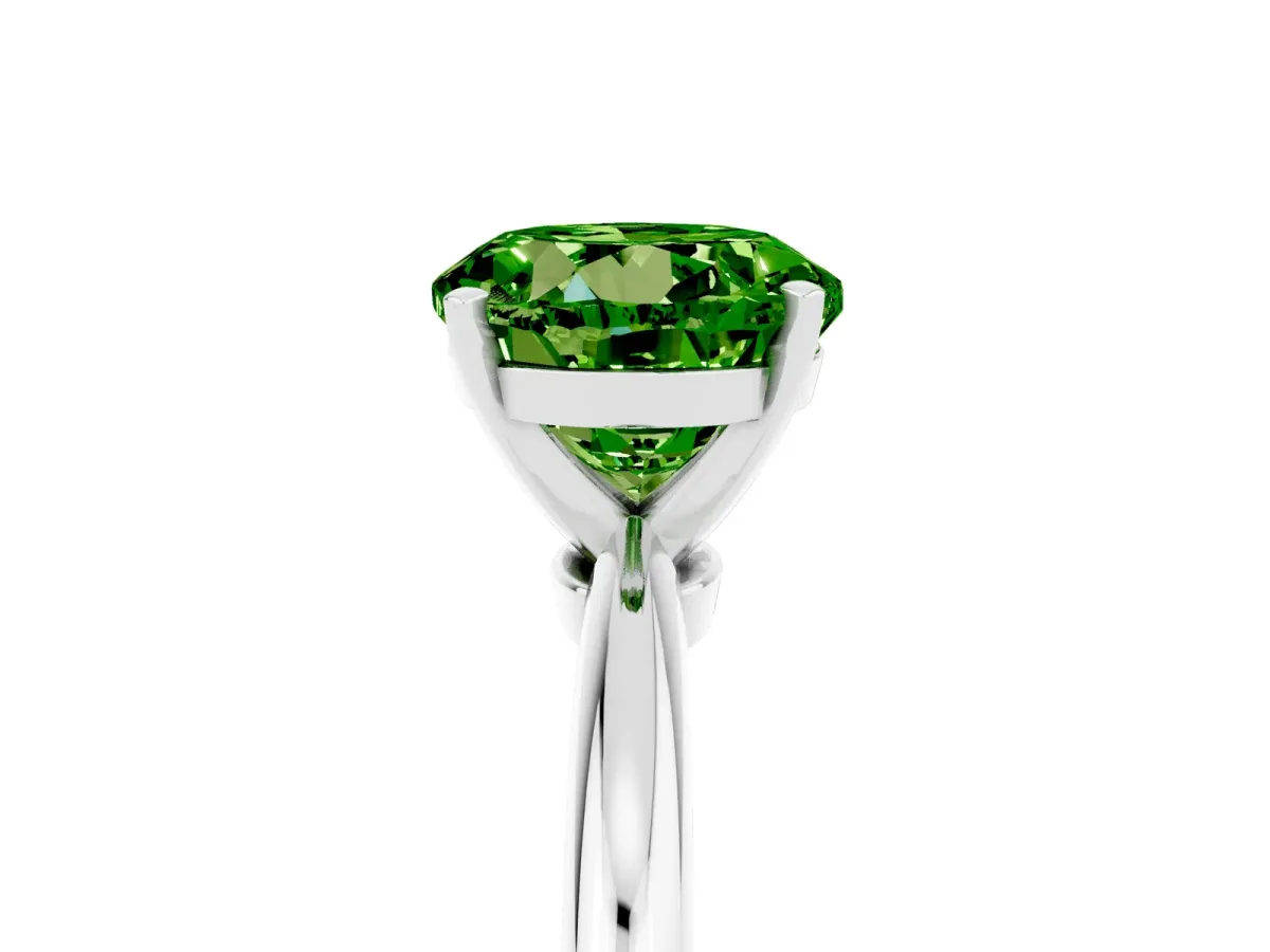 Round Cut Peridot Solitaire Ring with Six-Prong Setting and Classic Band White gold