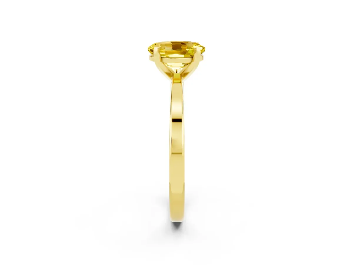 Oval Cut Yellow Sapphire Solitaire Engagement Ring with Classic Band and Four-Prong Setting Yellow gold