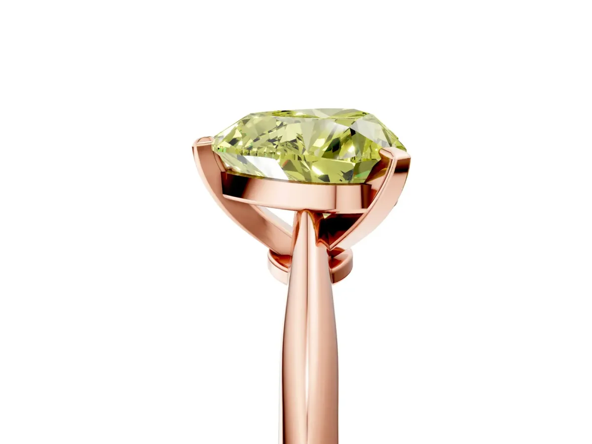 Fancy Yellow Heart Cut Diamond Solitaire Engagement Ring with Classic Band and Four-Prong Setting Rose gold