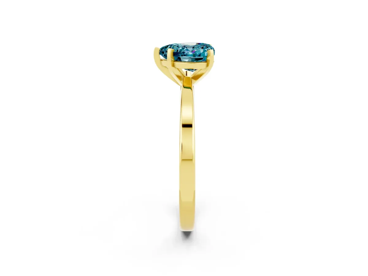 Heart Cut Blue Topaz Solitaire Engagement Ring with Classic Band and Four-Prong Setting Yellow gold