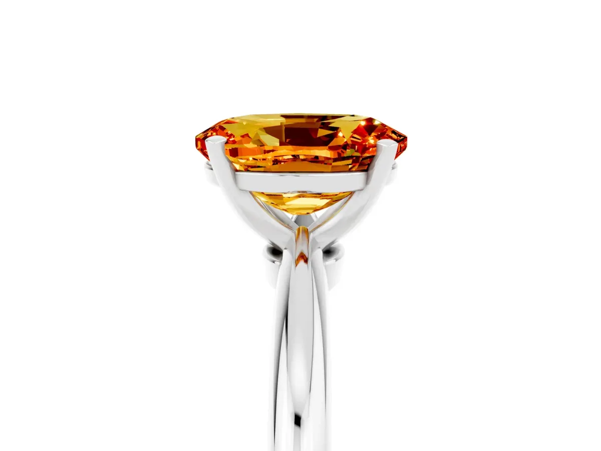 Oval Cut Citrine Solitaire Ring with Six-Prong Setting and Classic Band Silver