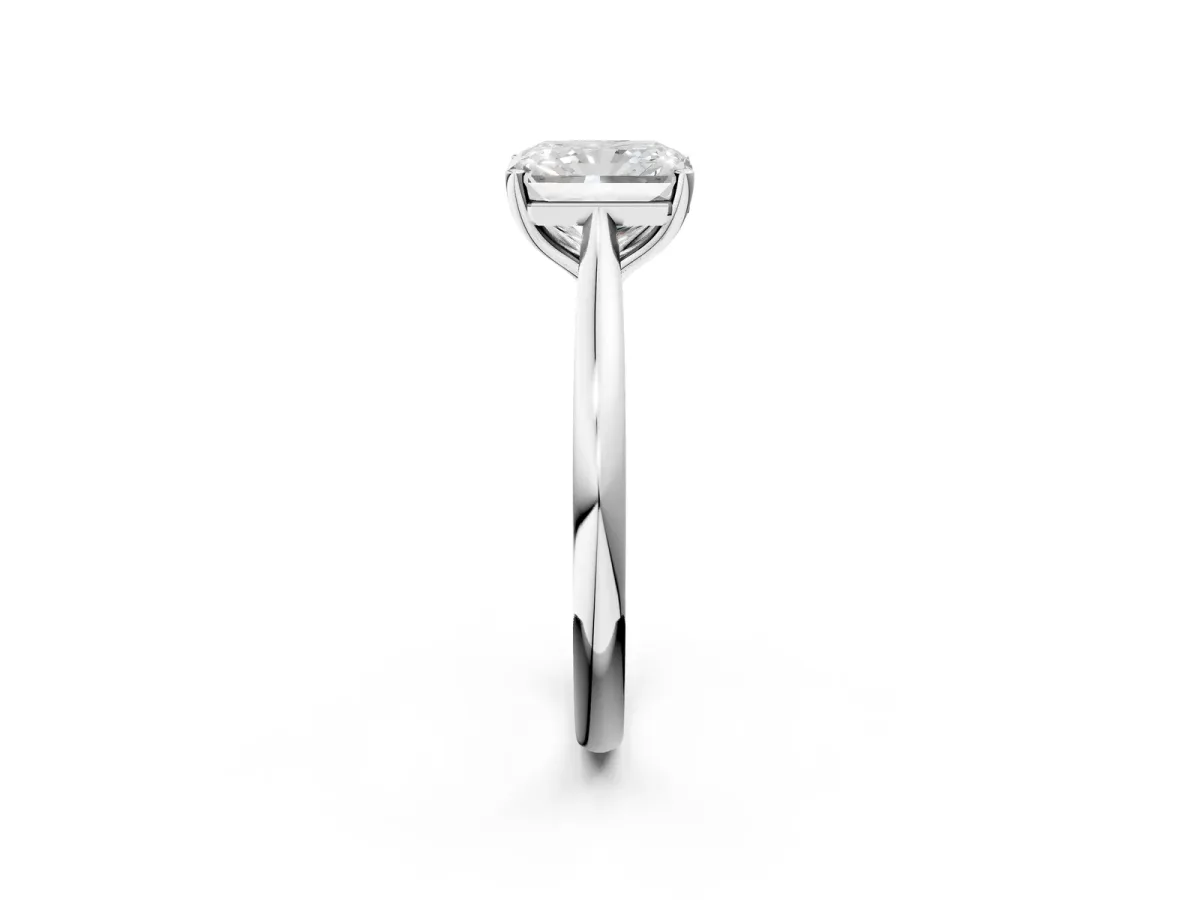 Radiant Cut Cut Solitaire Ring with Cathedral Band and Four-Prong Setting Platinum