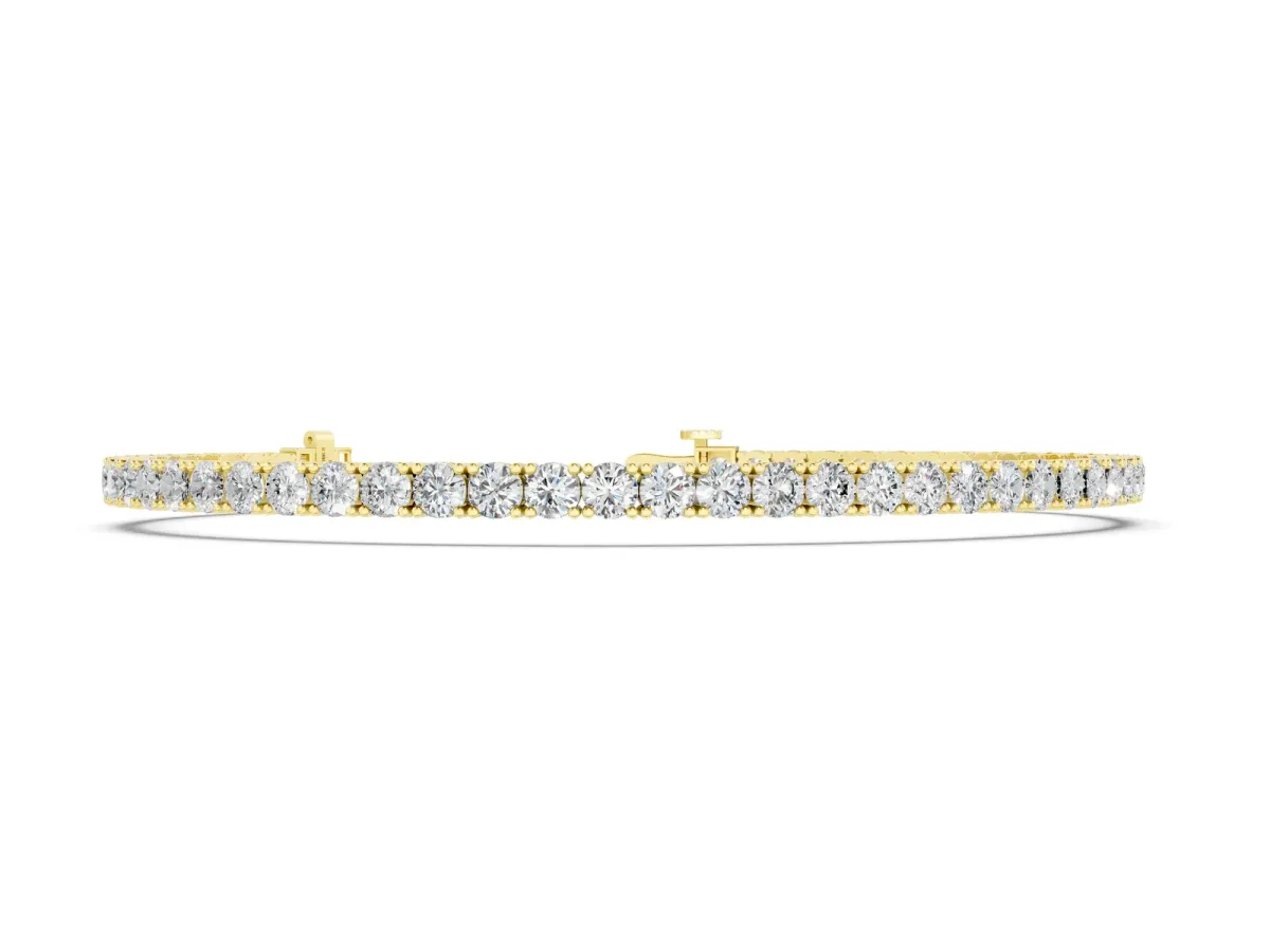 Round Diamond Tennis Bracelet with Prong Setting in White Gold Yellow gold