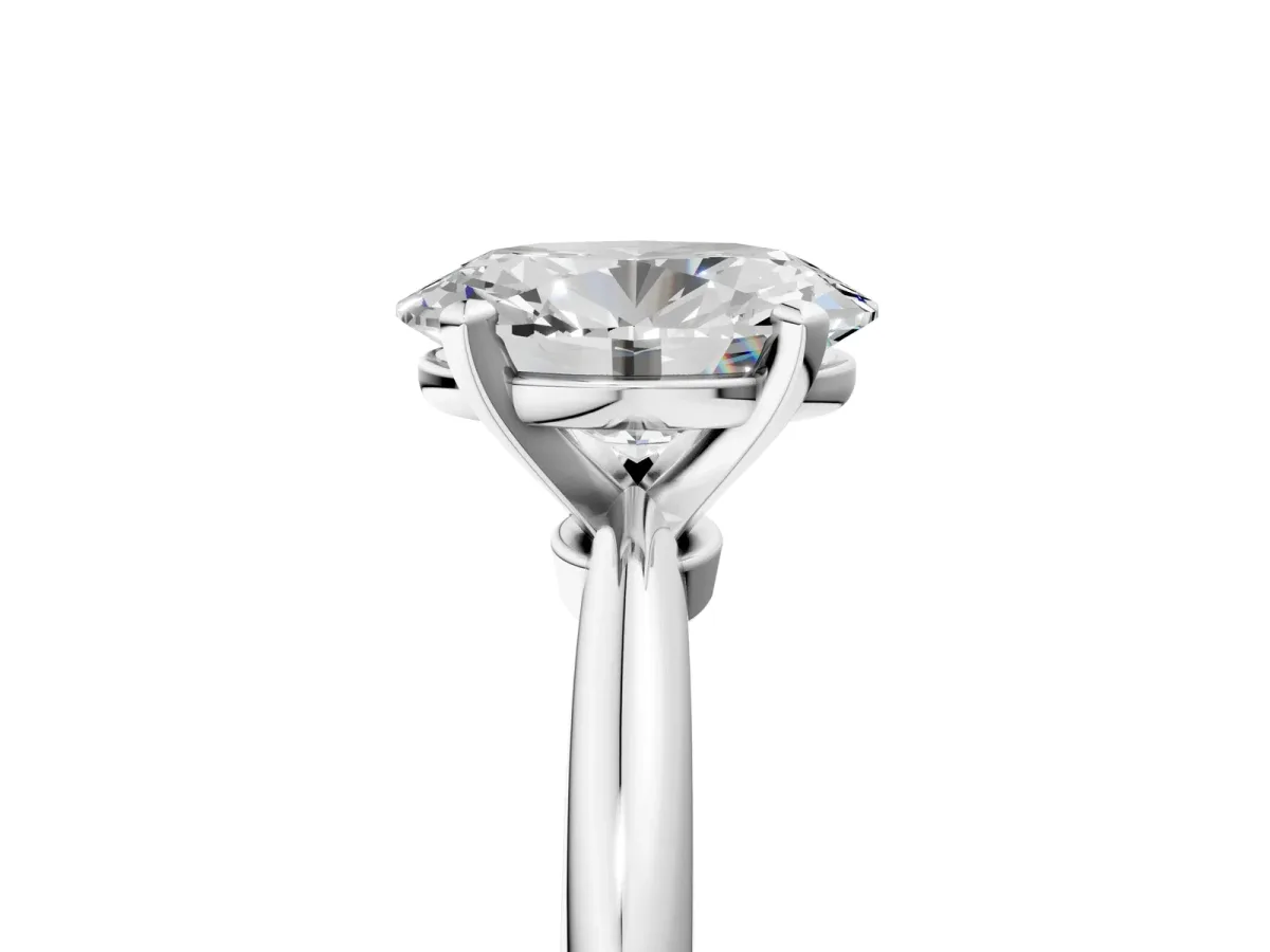 Oval Cut Diamond Solitaire Ring with Six-Prong Setting and Classic Band Silver