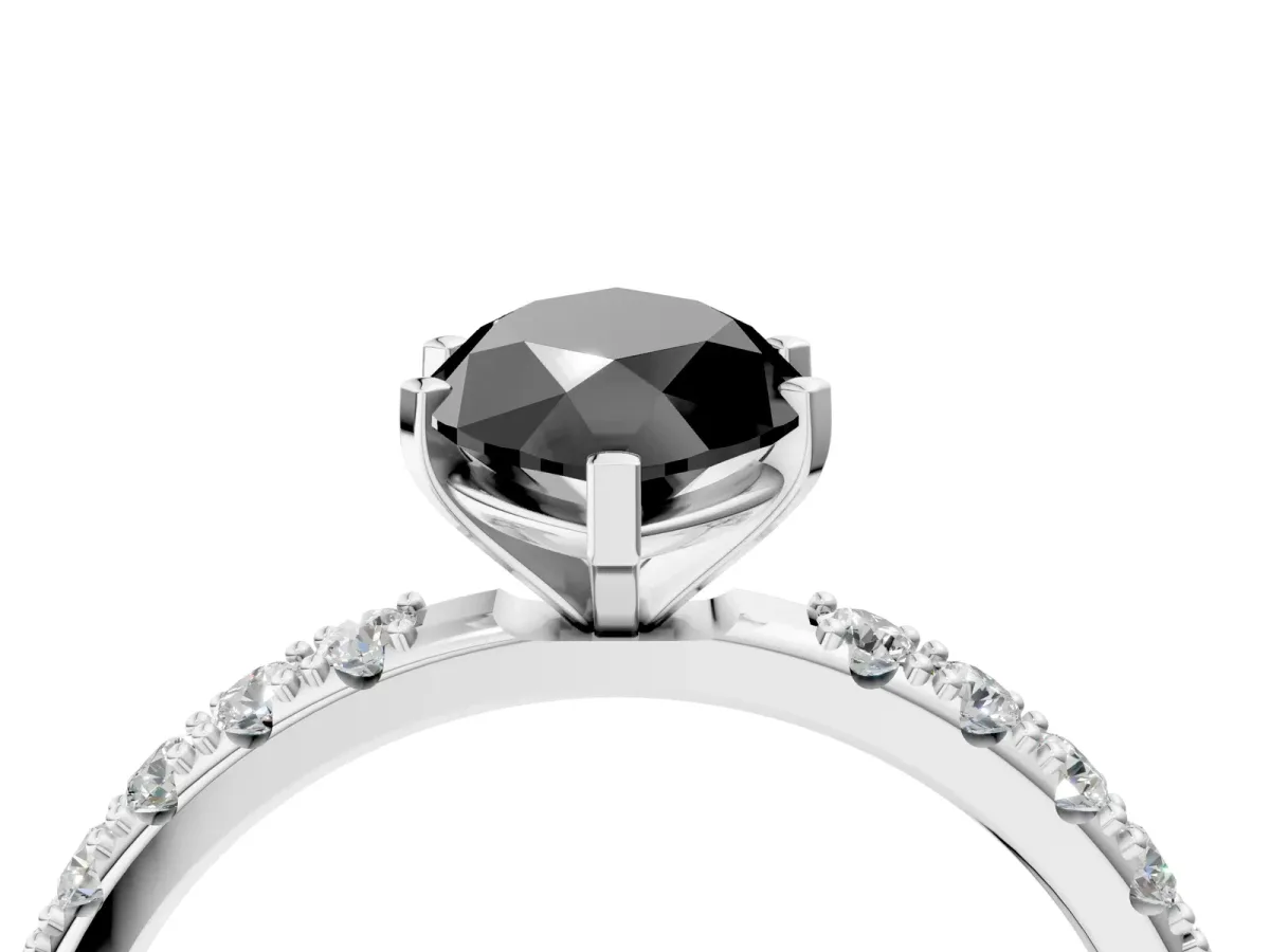 Fancy Black Marquise Cut Diamond Solitaire Pavé Band with Four-Prong Setting Platinum