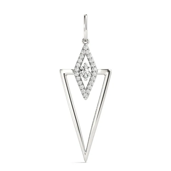 Diamond Marquise Halo Pendant with V-Prong Setting White gold