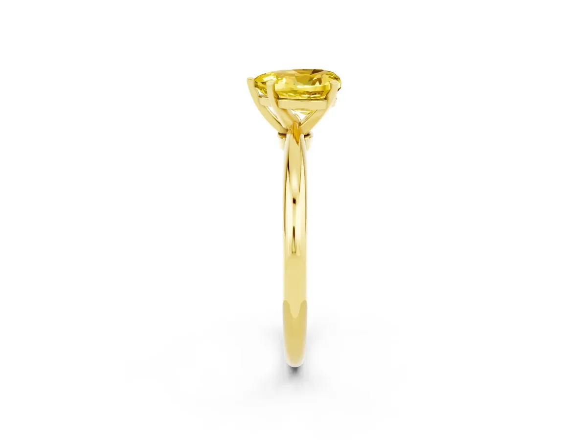 Heart Cut Yellow Sapphire Solitaire Ring with Six-Prong Setting and Classic Band Yellow gold
