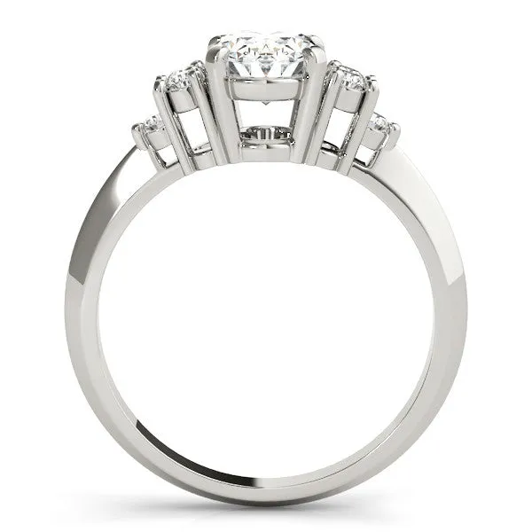 Asscher Cut Cut Diamond Cluster Ring with Solitaire Band and Four-Prong Setting Platinum