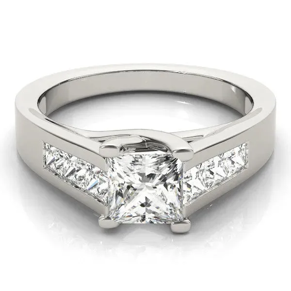Marquise Cut Cut Channel Set Solitaire Ring with Four-Prong Setting Platinum