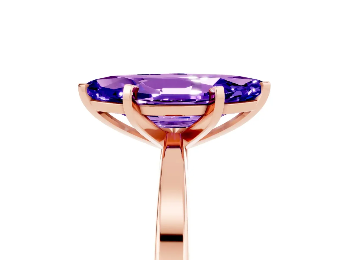 Marquise Cut Tanzanite Solitaire Engagement Ring with Classic Band and Four-Prong Setting Rose gold