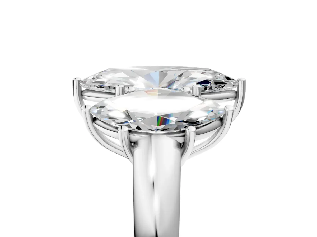 Marquise Cut Diamond Three-Stone Ring with Four-Prong Setting and Classic Band White gold