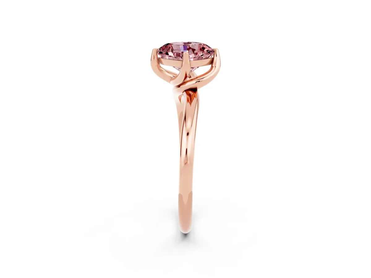 Cushion Cut Morganite Solitaire Engagement Ring with Four-Prong Setting and Classic Band Rose gold