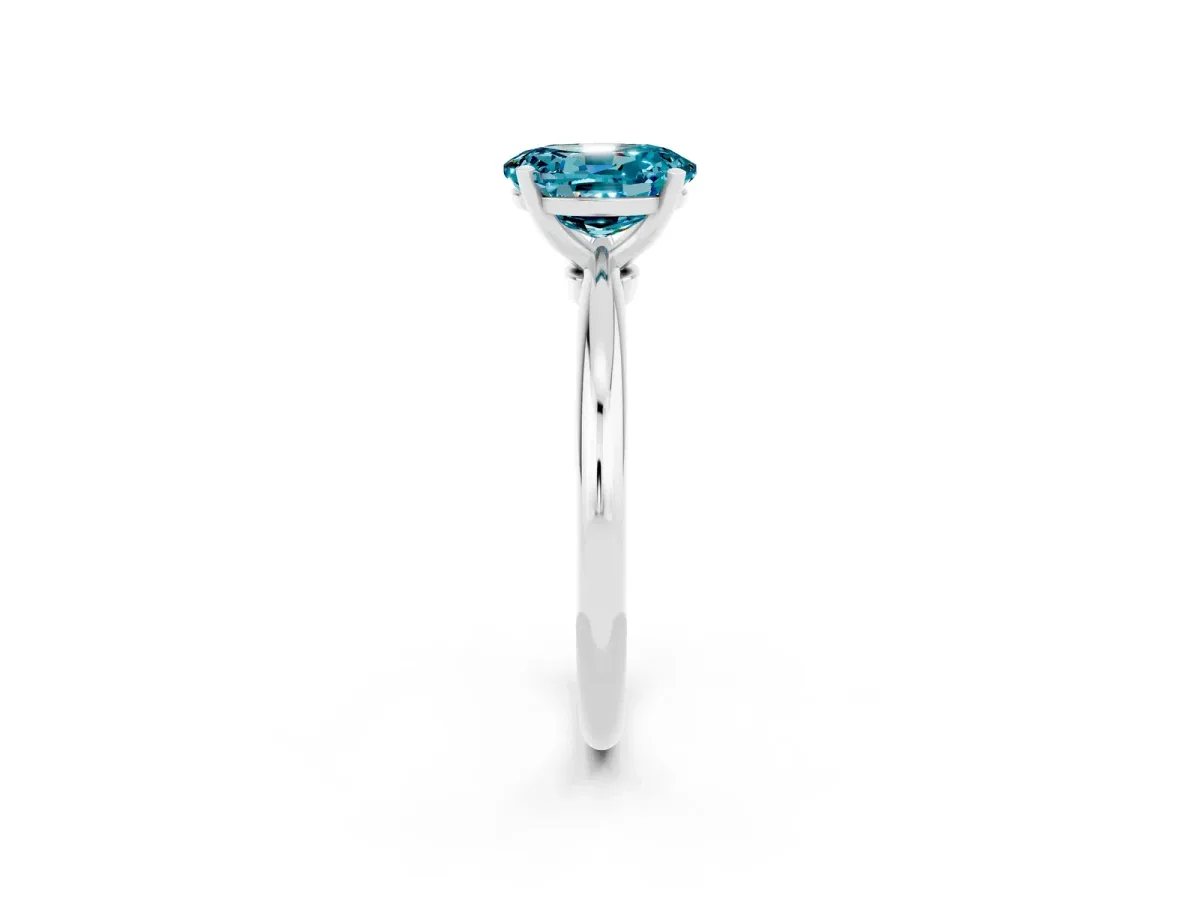 Oval Cut Blue Topaz Solitaire Ring with Six-Prong Setting and Classic Band Silver