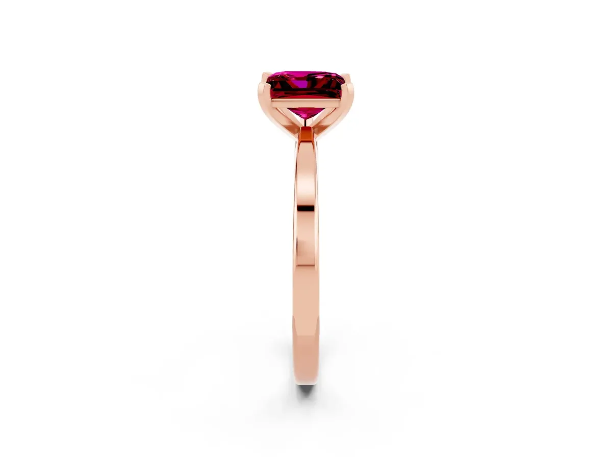 Princess Cut Garnet Solitaire Engagement Ring with Classic Band and Four-Prong Setting Rose gold