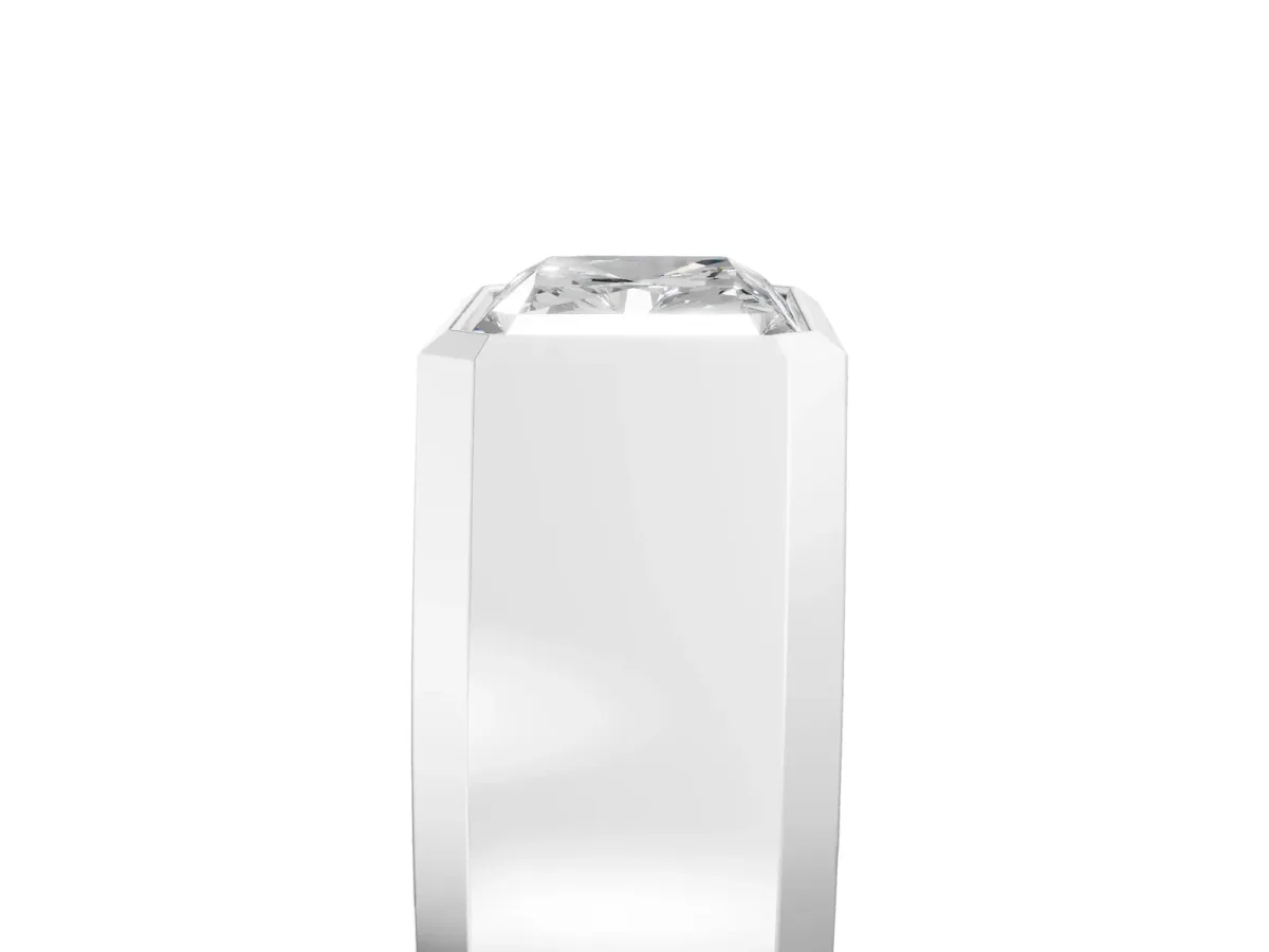 Radiant Diamond Wide Bezel Mens Ring Platinum