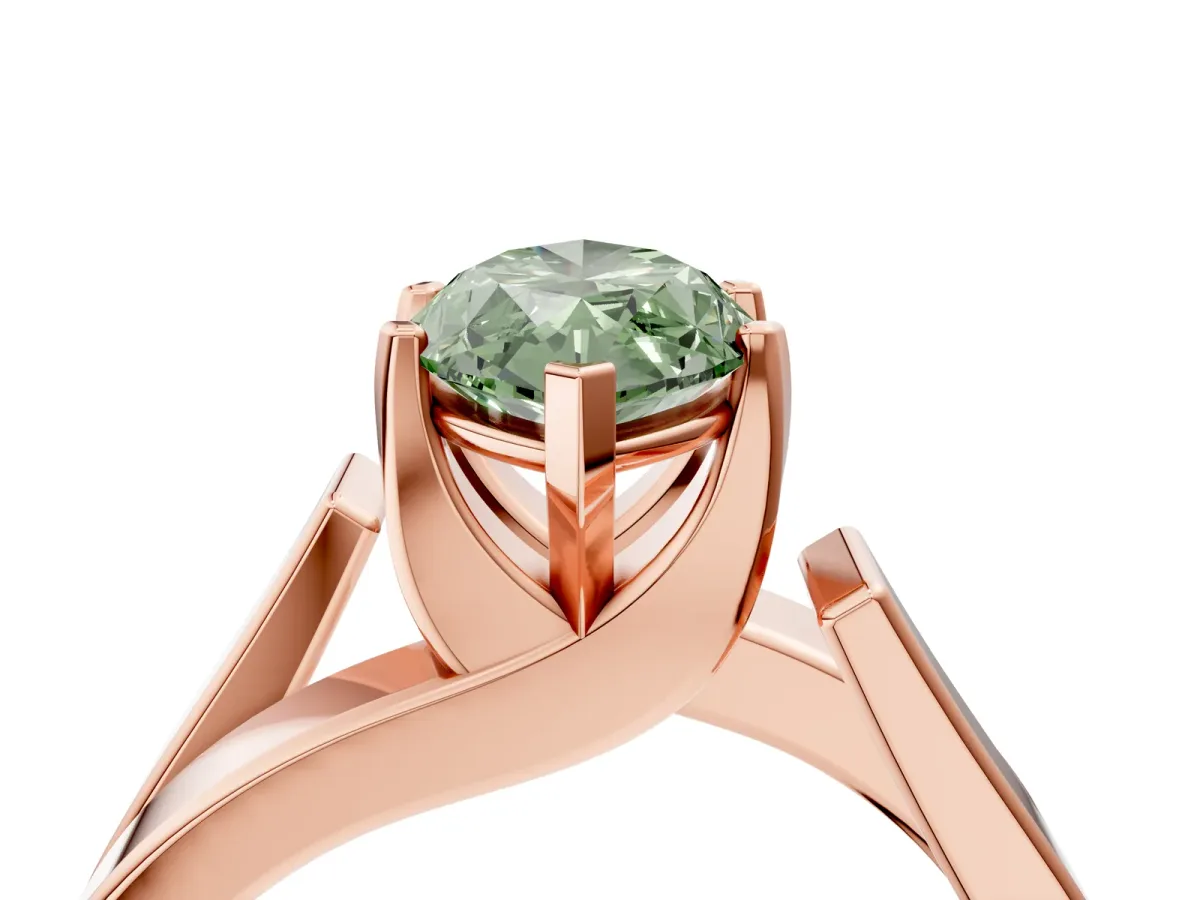 Fancy Green Modern Tension Set Marquise Cut Diamond Solitaire Wide Band Ring Rose gold