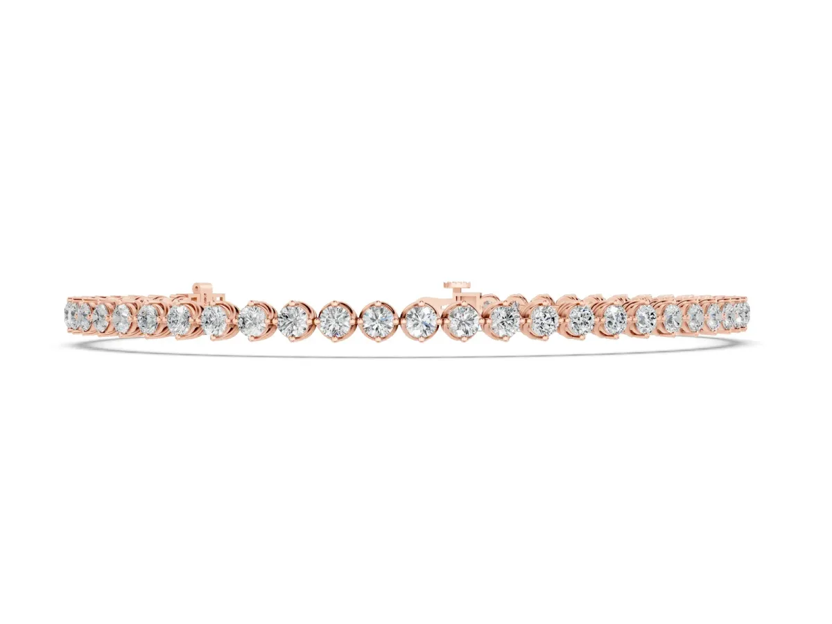 Round Cut Diamond Tennis Bracelet with Prong Setting and Twisted Band Rose gold