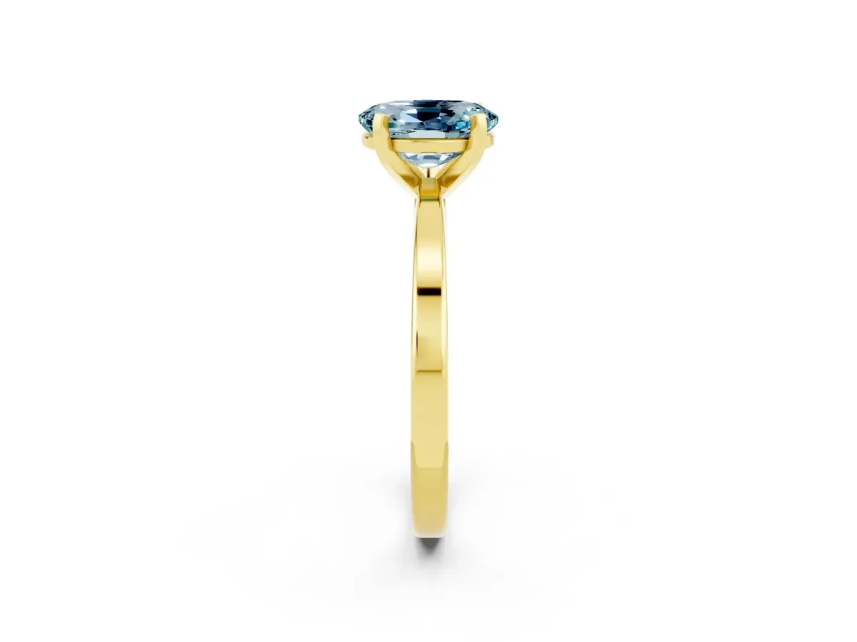 Oval Cut Aquamarine Solitaire Engagement Ring with Classic Band and Four-Prong Setting Yellow gold