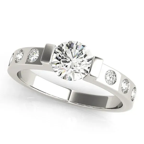 Asscher Cut Brilliant Channel-Set Diamond Ring with Bezel Prong Setting Platinum